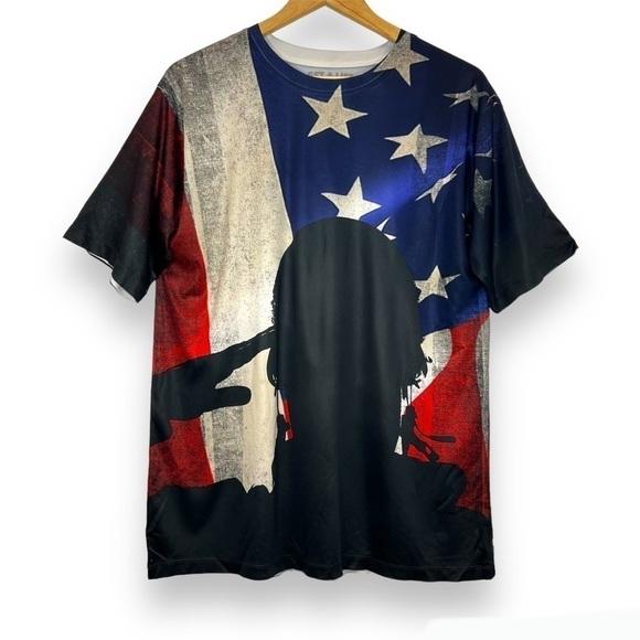 Get A Life Patriotic Soldier T-Shirt USA Flag Men’s Large L - Picture 1 of 3